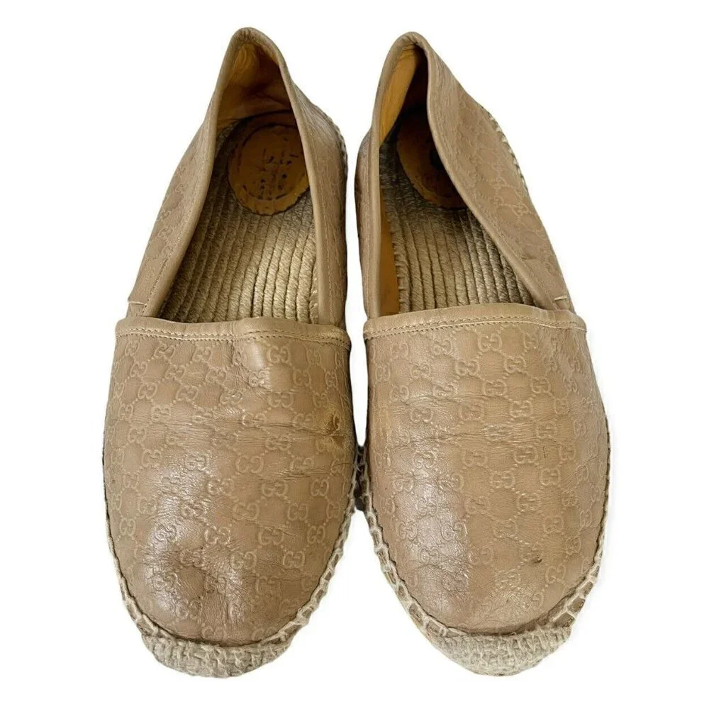 Gucci MicroGuccissima Leather Espadrilles Women's Eur Sz 39.5 US 9 Tan G…